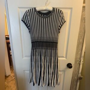 Anthropologie by Maeve Black and White Pleated Midi Dress, medium EEUC
